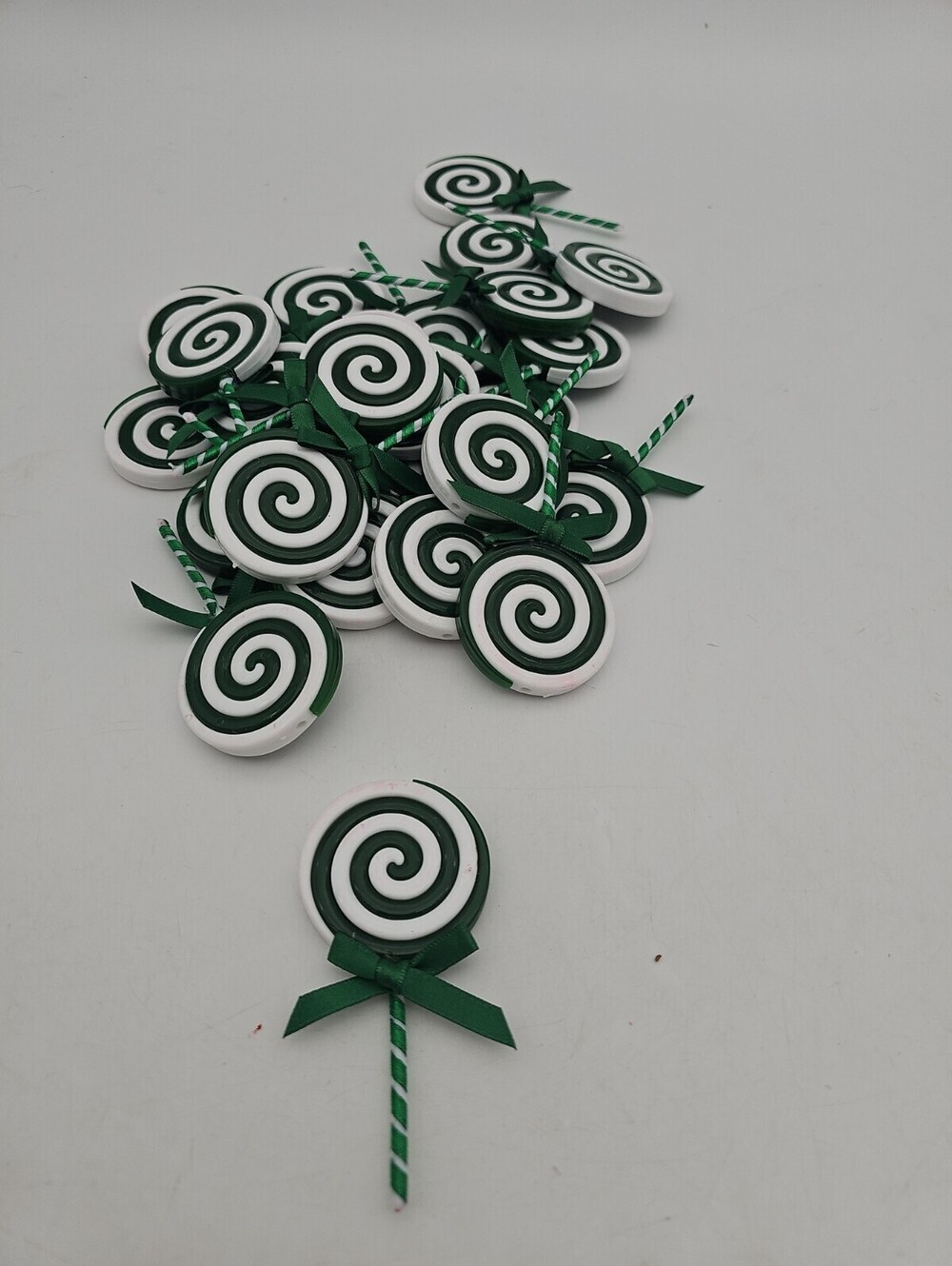 25pc Green Swirl Candy Lollipop Ornaments Lot 🎄 3 Inch